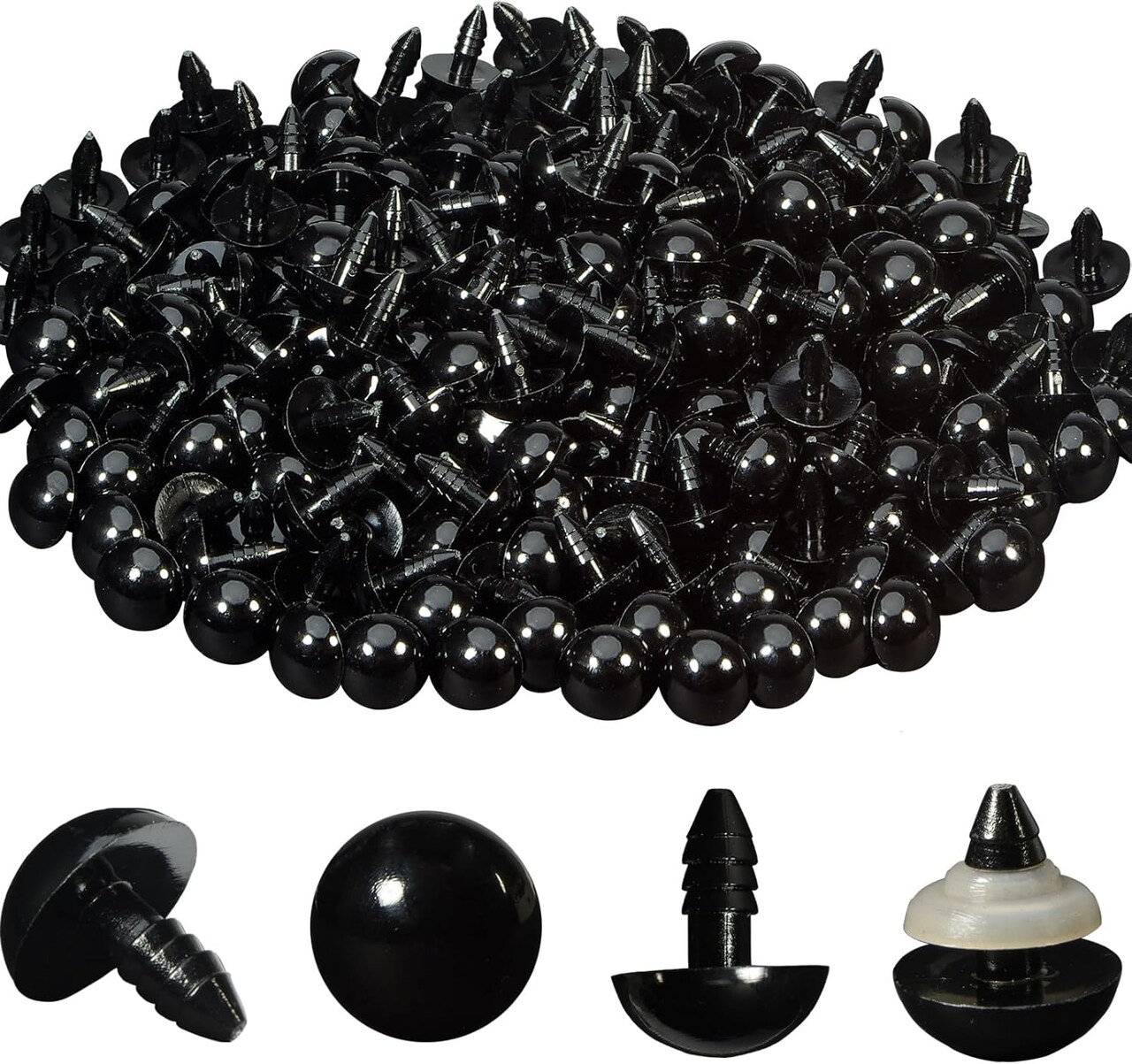 160-Piece 14mm Black Plastic Safety Eyes with Washers – Perfect for Amigurumi, Crochet Dolls, Plush Toys & DIY Crafts